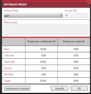 dettaglio prezzi formula MilesiEasyColor